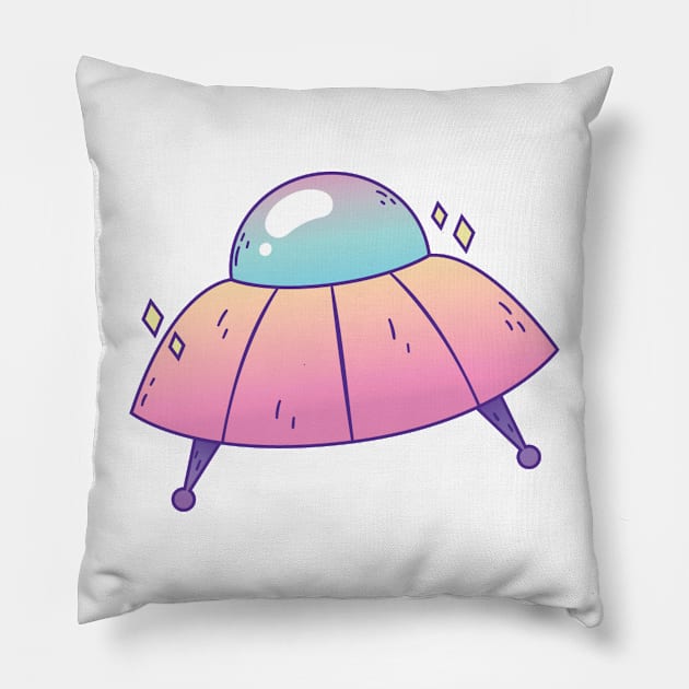 Alien UFO Spaceship Pillow by edwardecho