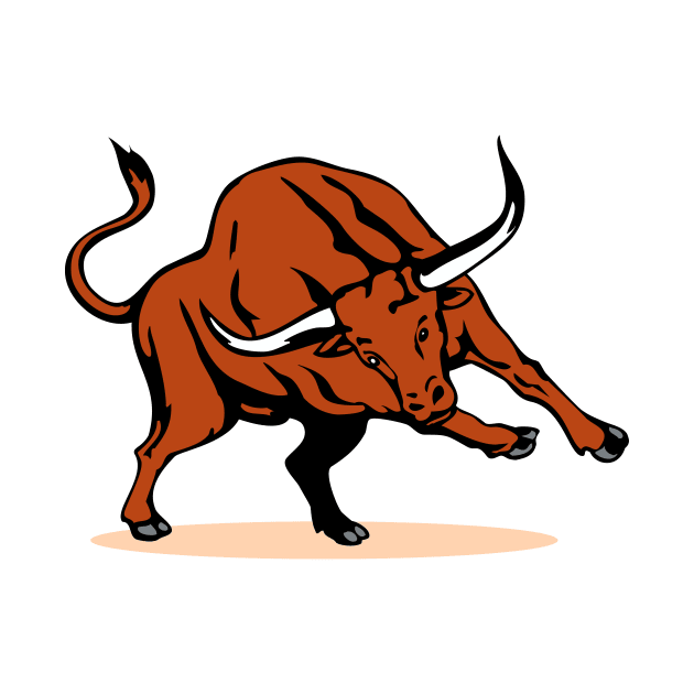 Raging Texas Longhorn Bull Retro by retrovectors