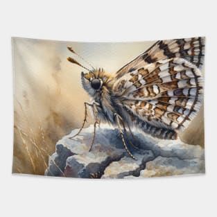 Dingy Skipper - Watercolor Butterfly Tapestry