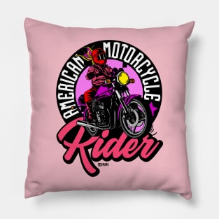 american motorcycle rider girl Pillow