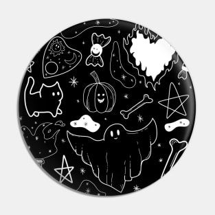 witchy ink pattern for halloween - white Pin