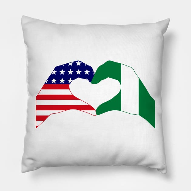 We Heart USA & Nigeria Patriot Flag Series Pillow by Village Values