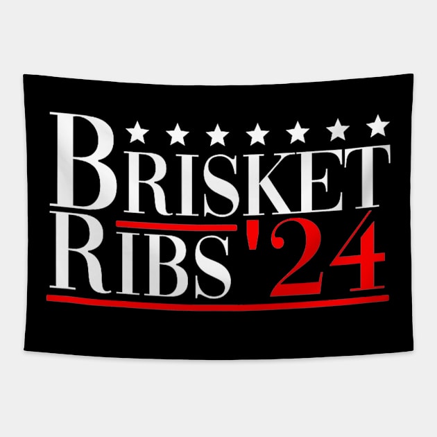 Brisket Ribs 2024 Funny Political Election Brisket Ribs 24 Tapestry by Drawings Star