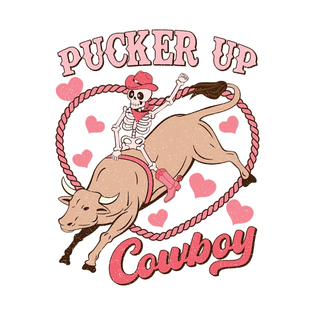 Pucker Up Cowboy Retro Skeleton Funny by Nessanya