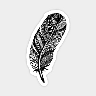 Zentangle Tribal Feather Drawing Magnet