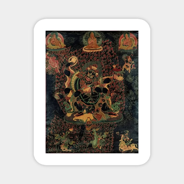 Tibetan Buddhist Mahakala Thangka Reproduction Magnet by TammyWinandArt