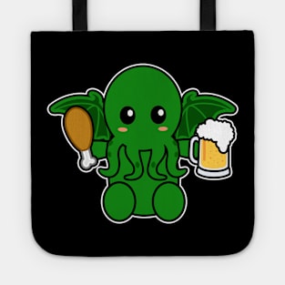 Cute Cthulhu With Chicken And Beer Tote