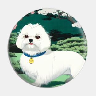 Maltese Dog is a Crusty White Dog Fluffy Animal Pin