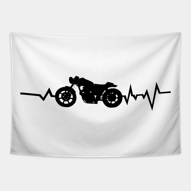 Motorcycle Motorbike Vintage Heartbeat Heart Rate Tapestry by shirtontour