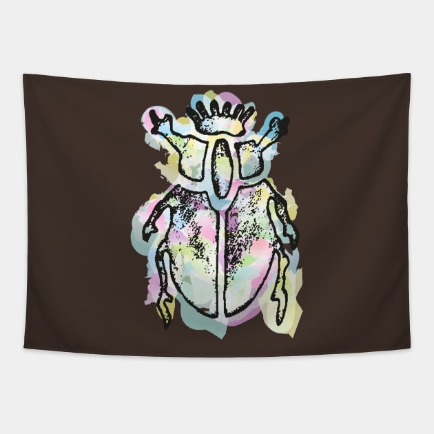 Scarab beetle aquarelle style Tapestry by Ravendax