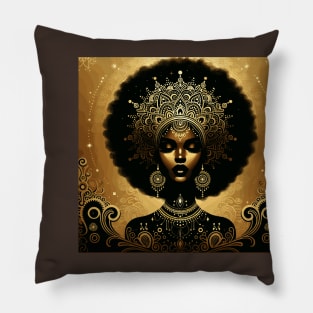 Afrocentric Queen Gold Pillow
