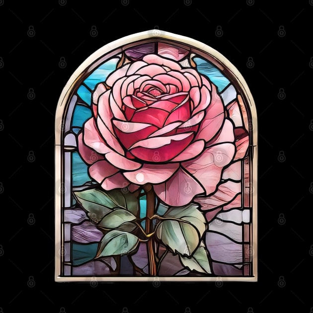 Pink Rose Stained Glass Window (758) by WASjourney