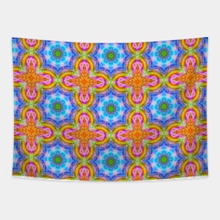 blue iridescent moroccan tile pattern Tapestry