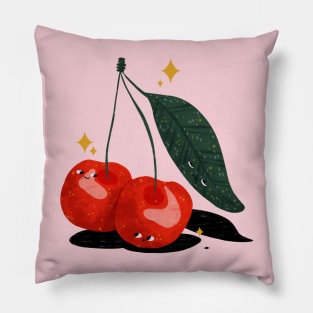 Sparkly and Cheery Cherries Pillow