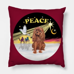 "Christmas Dove" with a Ruby Cavalier King Charles Spaniel Pillow