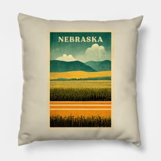 Nebraska Retro Travel Pillow