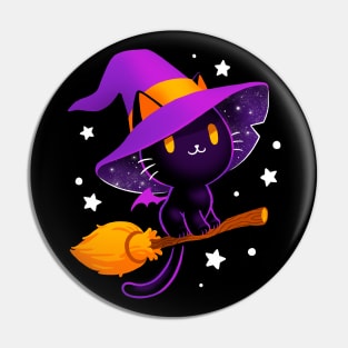 Witch cat - Black magic cat - cute spooky Pin