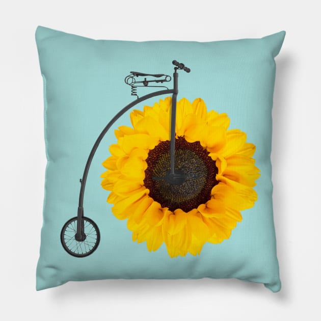 Penny Farthing Flower Pillow by Crooked Skull