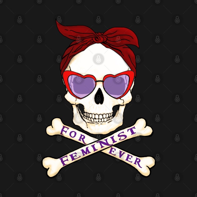 Feminist skull with handkerchief and glasses by Jevaz