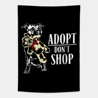 Funny Cute Pitbull dog portrait Adopt dont shop Tapestry