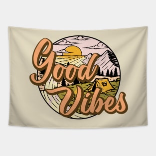 camping good vibes, mountain, nature, hiking, adventure, outdoors gift set Tapestry