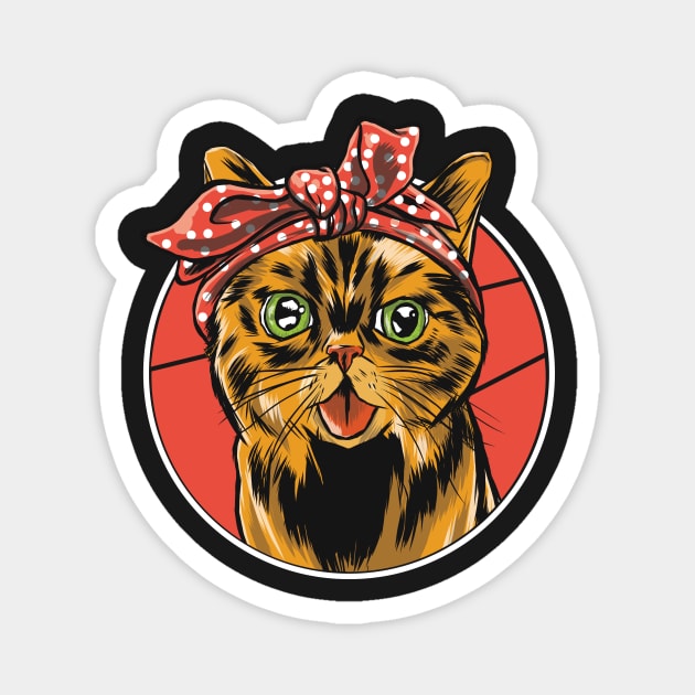Cute Kitty Cat Social Distancing FaceMask for Fierce Strong Women Magnet by gillys