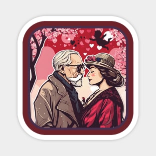 Older Man & Woman on Valentine's Day. Magnet