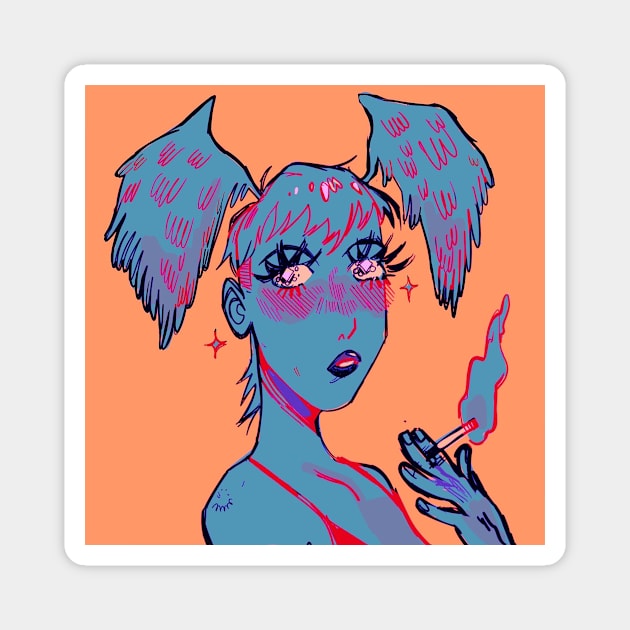 Smoking girl Magnet by snowpiart