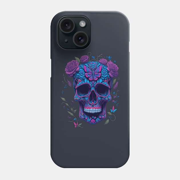 Funny Sugar Candy Skull With Flowers Phone Case by allovervintage