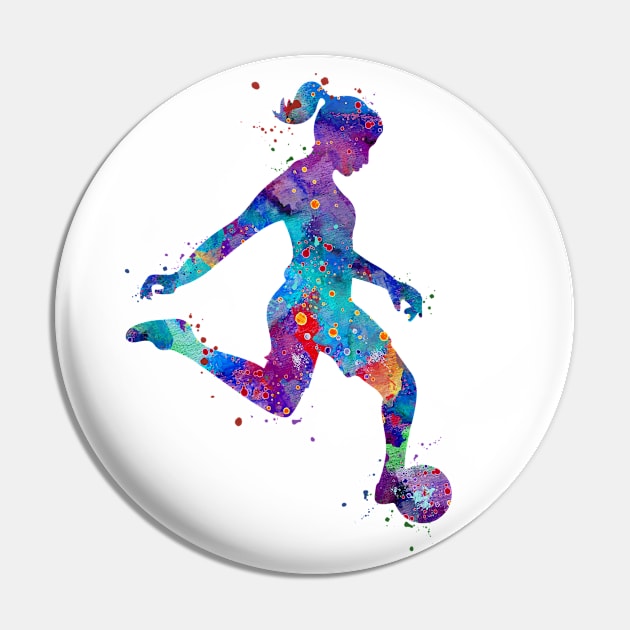 Girl Soccer Player Watercolor Painting Art Print Gifts Pin by LotusGifts