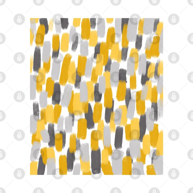 Grey and Mustard Yellow Paint Brush Effect, Abstract by OneThreeSix