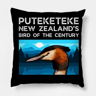 Funny Puteketeke New Zealand's Bird Of The Century Vintage Pillow