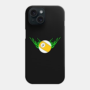 9 Ball with Green Flames Phone Case