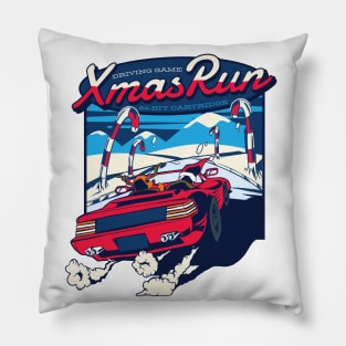 Christmas Run Funny Santa And Reindeer Video Game Design Pillow