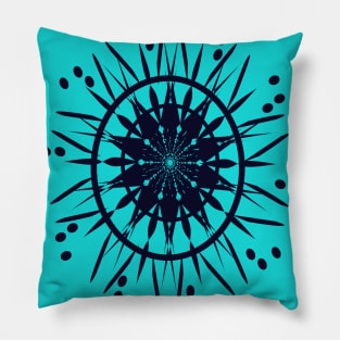 Flower of life dark blue mandala design Pillow