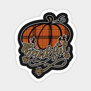 Thankful Plaid Pumpkin, Vintage Autumn Fall Magnet