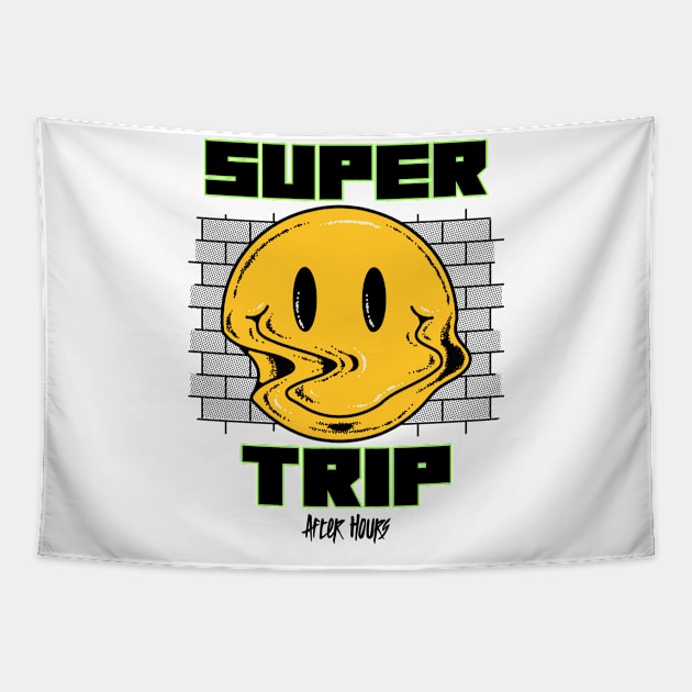 Trippy Happy Face Psychedelic Tapestry by Tip Top Tee's