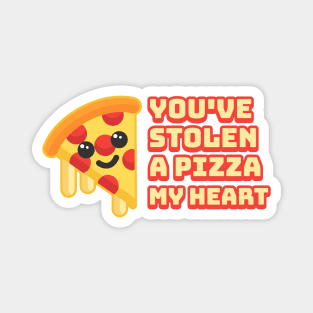 You've Stolen a Pizza My Heart! Cute Punny Pizza Cartoon Magnet