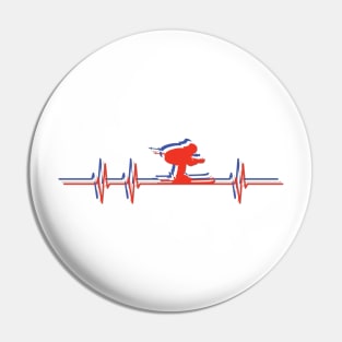 Heartbeat Skier Pin