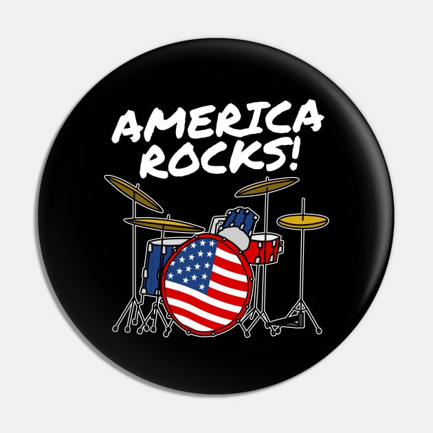 4th July Drummer America Rocks USA Flag Drums Pin by doodlerob