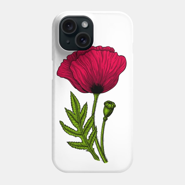 Red poppy 3 Phone Case by katerinamk