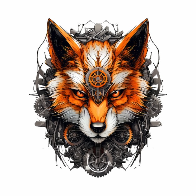 Metallic Fox Face Transformative T-Shirt: Unleash Your Inner Fox by Macotico