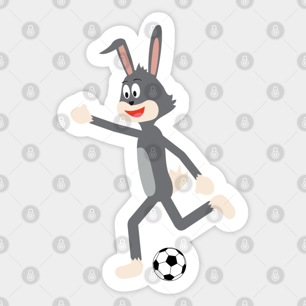 Cartoon Rabbit Soccer Kicking Ball To Goal Soccer Sticker Teepublic