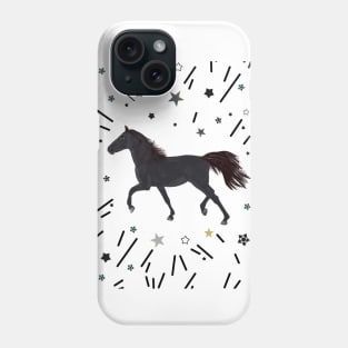 Black horse with stars Phone Case