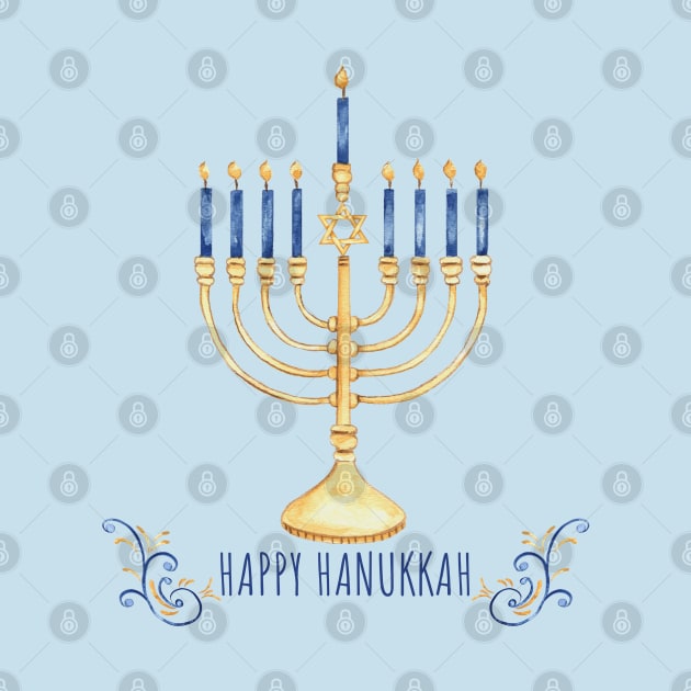 Hanukkah Watercolor B by Jean Plout Designs