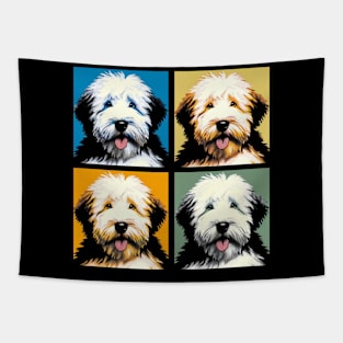 Pop Retro Art Old English Sheepdog - Cute Puppy Tapestry