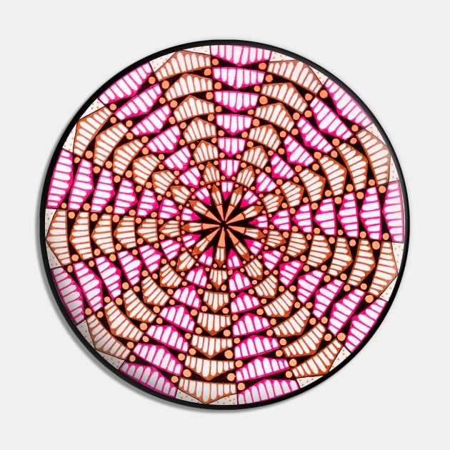 Handmade pink and brown pentagon mandala art Pin by Mitadoodleart