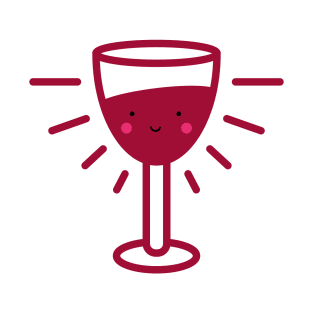 Kawaii Red Wine Glass T-Shirt