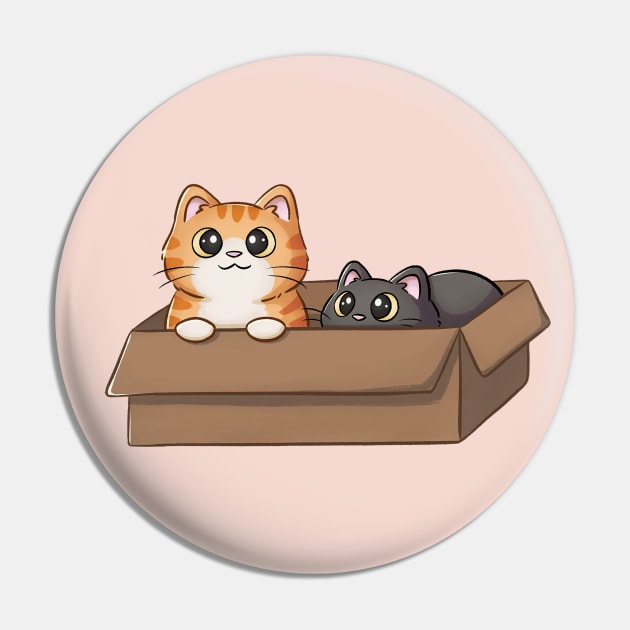 Cute Orange Cat And Black Cat In Box Pin by Meowrye