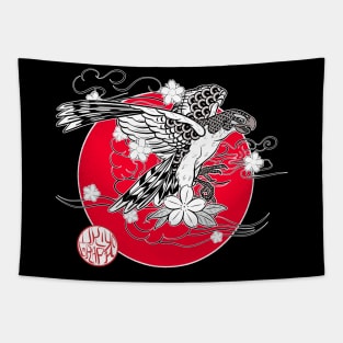 Japanese falcon and cherry blossoms Tapestry